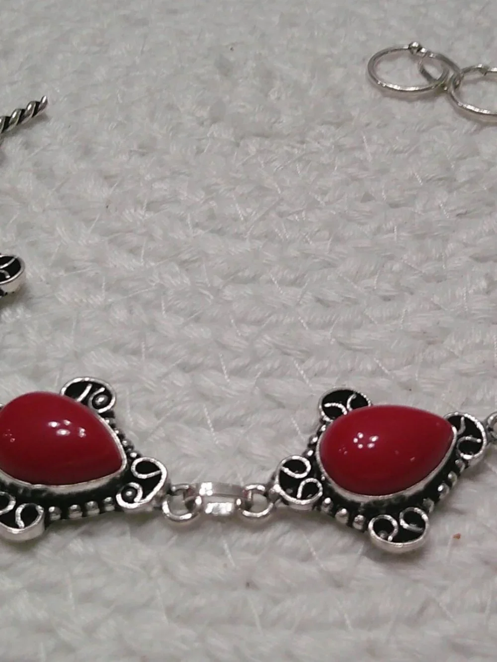 Gorgeous RED CORAL Handmade Sterling 925 Bracelet Size 8 1/4